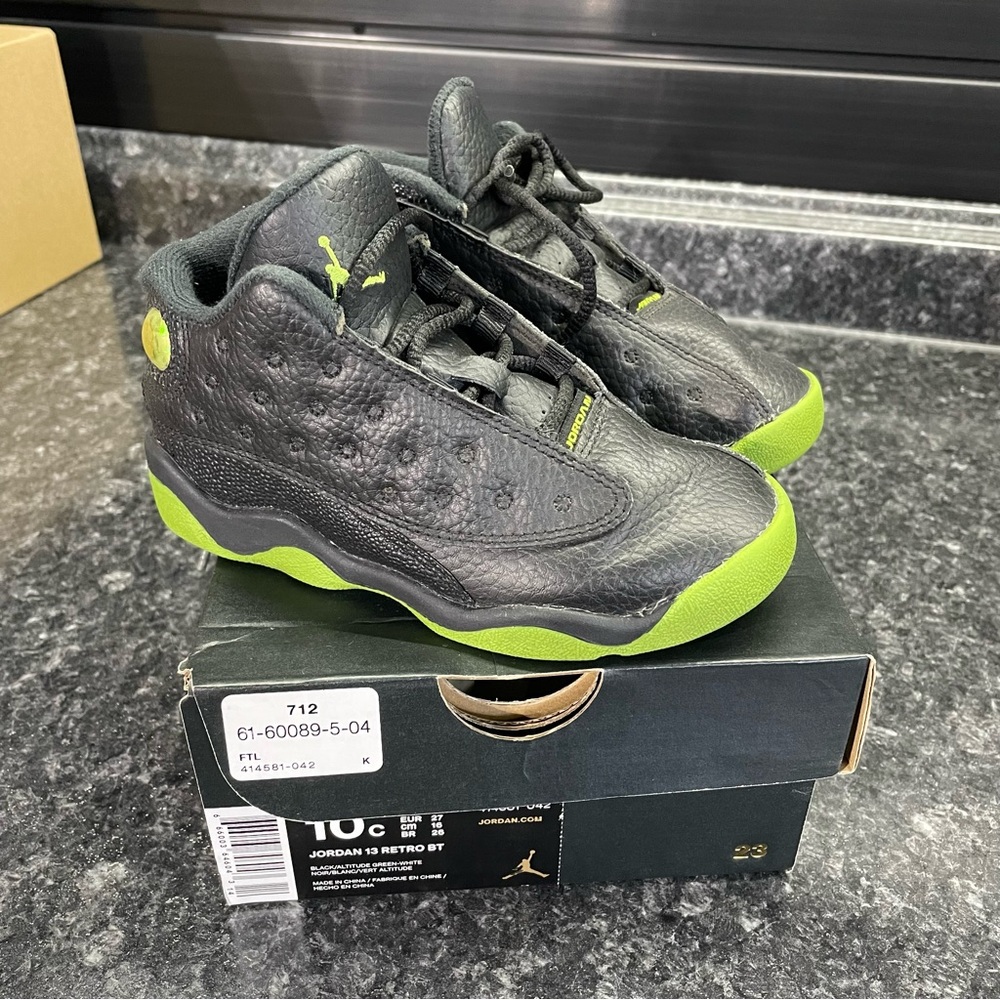 Nike Kid Jordan 13 Altitude Black Green 10c